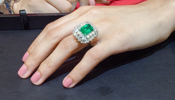 Convertible emerald and diamond fancy ring / pendant pieces Convertible emerald and diamond fancy ring / pendant pieces