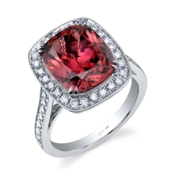 Pink tourmaline engagement ring