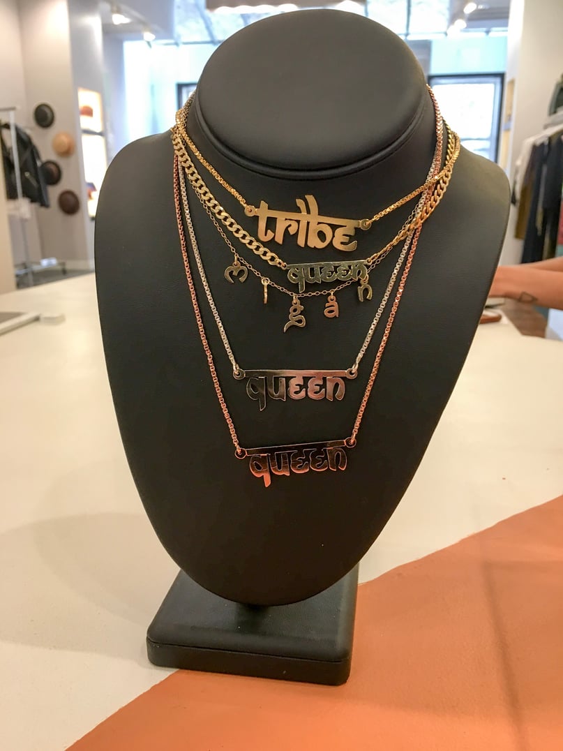 Mini Name Plate Choker, Queen Necklae, and Delecate Dangling Letter Choker