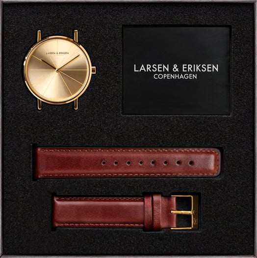 Watch box 37 mm Gold-Gold-Brown LARSEN & ERIKSEN. Watch box 37 mm Gold-Gold-Brown LARSEN & ERIKSEN.