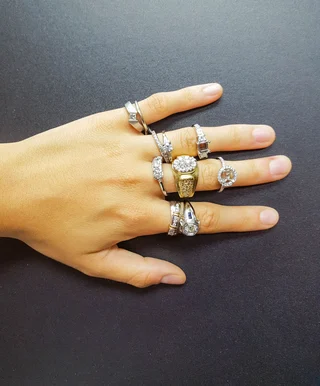 rings  on her fingers